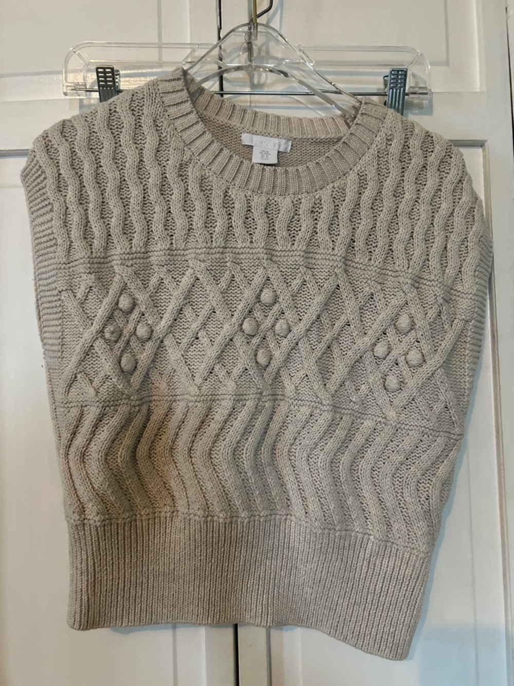 Pure Collection US Women’s M Preppy Sleeveless Crop Cable Knit Sweater Vest